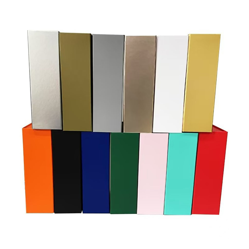 Foldable rigid gift box shown flat before assembly