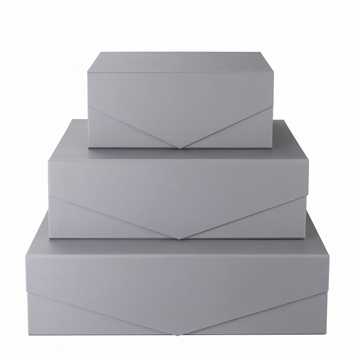 White folding gift boxes shown stacked